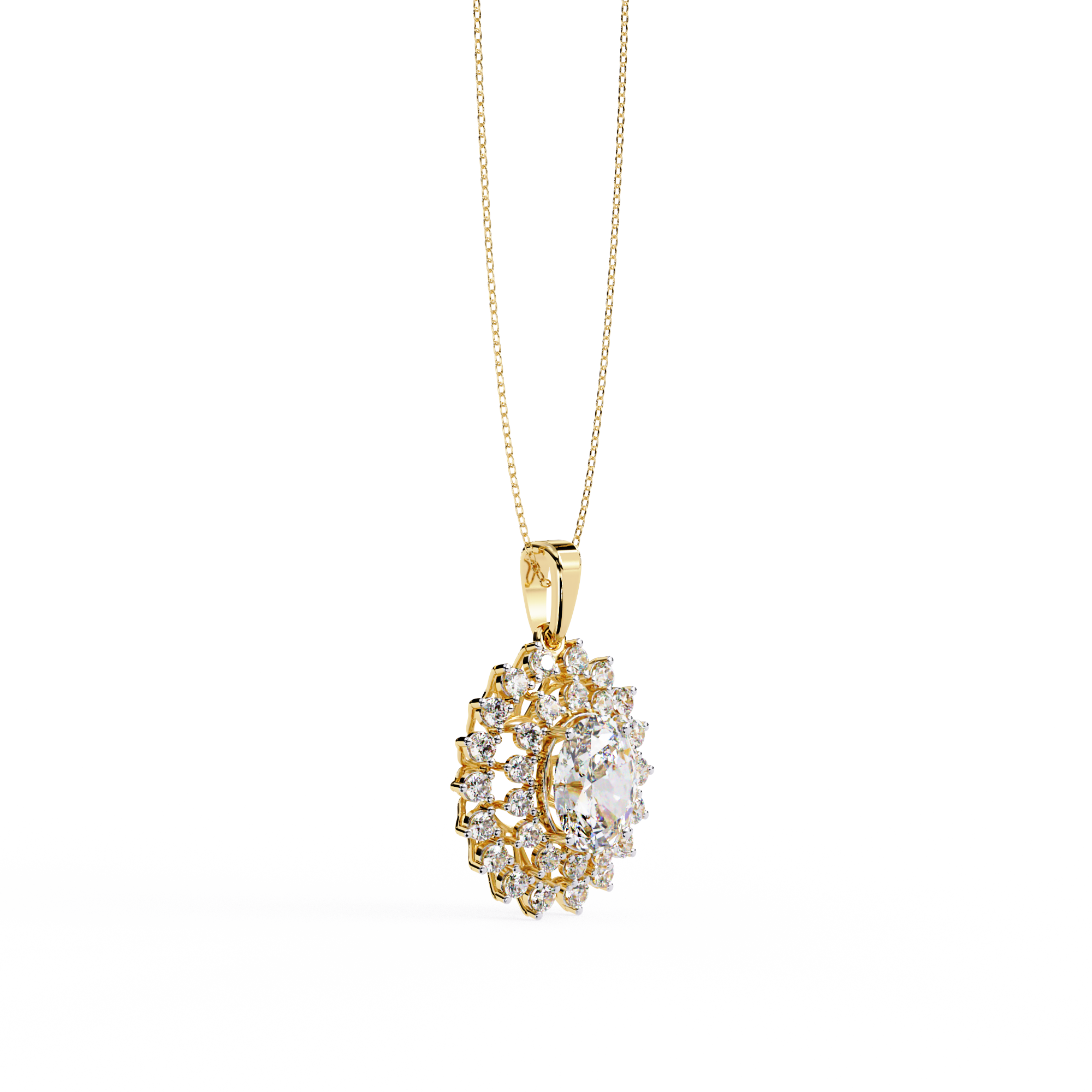 Solitairekart 3.41ct Oval Halo Natural Diamond Pendant-H Color, VS1 Clarity